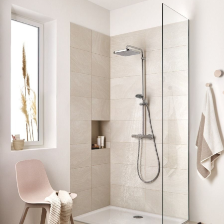 Душевая система с термостатом GROHE Vitalio Start 250  CUBE настенного монтажа (квадратный верхний д