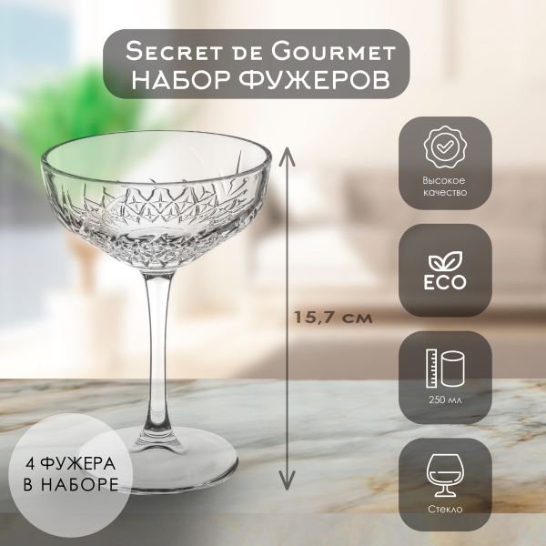 Набор фужеров для шампанского SG TIMELESS 4 шт 250 мл 150185 Набор фужеров для шампанского SG TIMELESS 4 шт 250 мл 150185