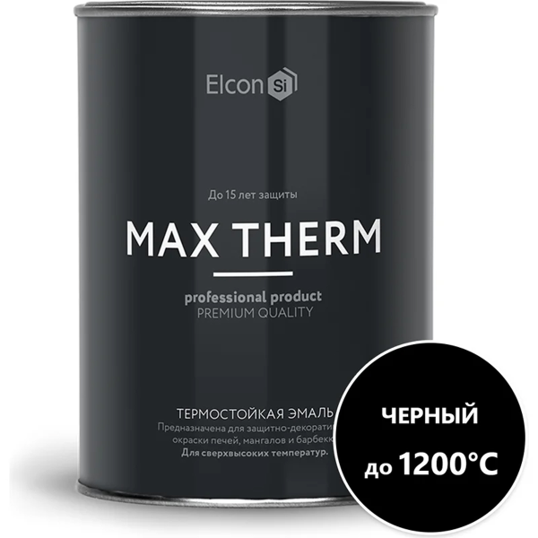 Эмаль термостойкая Elcon Max Therm черная  д/мангалов до 1000 С 0.8кг Эмаль термостойкая Elcon Max Therm черная  д/мангалов до 1000 С 0.8кг