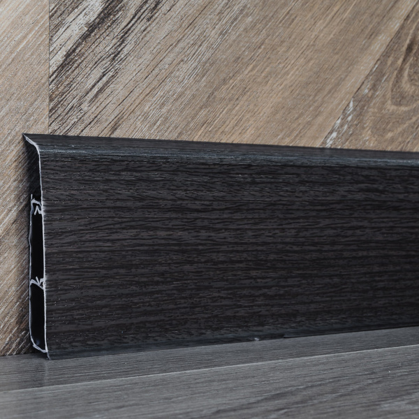 Плинтус напольный с кабель-каналами 85мм 2,2м "Деконика", 352 Каштан серый