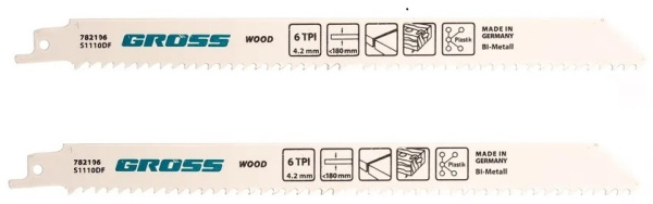 Полотна по дереву для сабельной пилы 4444 - S1110DF, 210 x 4,2 мм, 2 шт// Gross