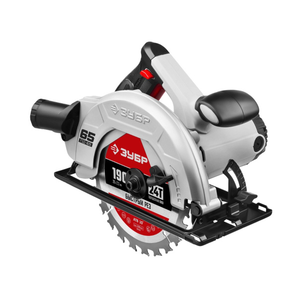 Пила дисковая, 90°-65 мм, диск 190 мм, 1600 Вт, ЗУБР