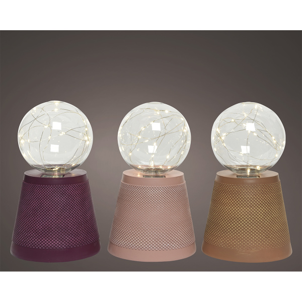 Фонарь садовый настольный на солн.батарее, теплый белый свет, d-16 h-27 см. 3 цвета в ассорт., 89780