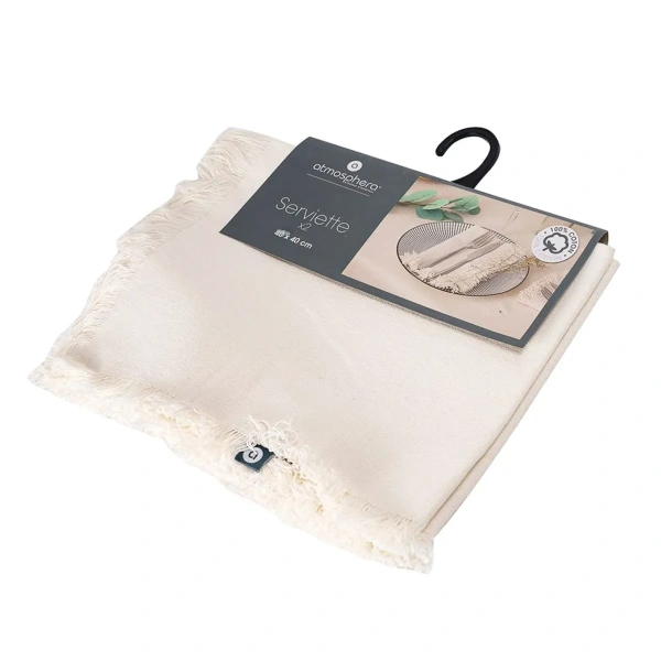 Набор сервировочных салфеток Atmosphera 40х40 см 2 шт с бахромой белый 194372Z