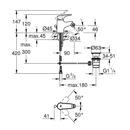 Смеситель д/р или биде Grohe 23770000 Start Flow