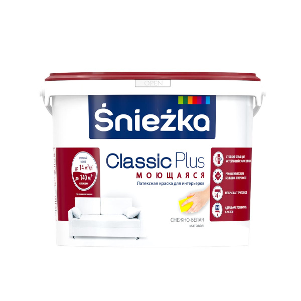 Краска моющаяся Sniezka Classic Plus белая 15 л Краска моющаяся Sniezka Classic Plus белая 15 л