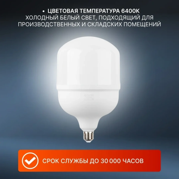 Лампа светодиодная промышл. T160 55 Вт 170-240В E27/E40 6400К ЮПИТЕР