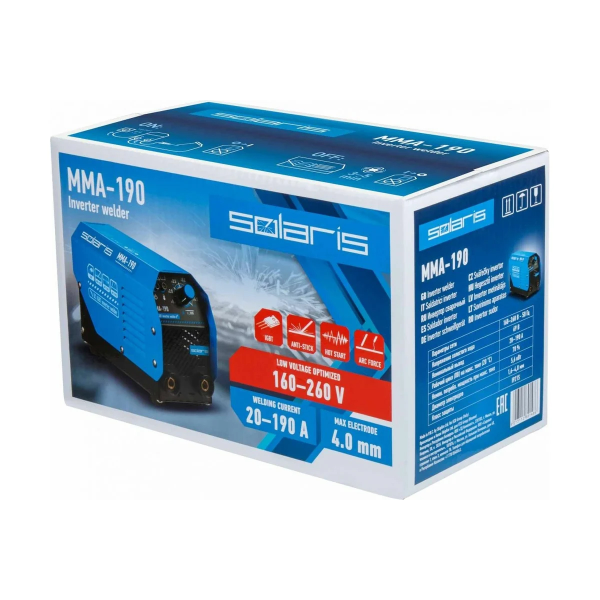 Инвертор сварочный SOLARIS MMA-190, арт.MMA-190
