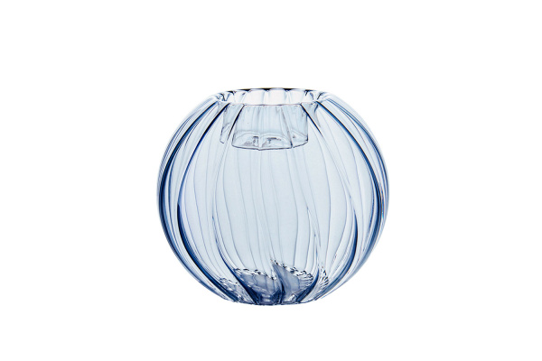 Подсвечник из цветного стекла Вещицы D12 см, голубой