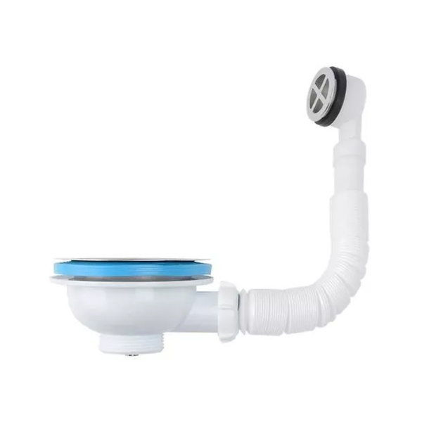 Перелив для мойки Aquant 3 1/2 с круглым вертикальным корпусом  белый NV320