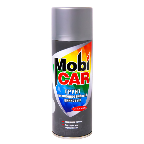 Аэрозольный грунт антикорозийный MobiCAR, 520 мл, цинковый Аэрозольный грунт антикорозийный MobiCAR, 520 мл, цинковый