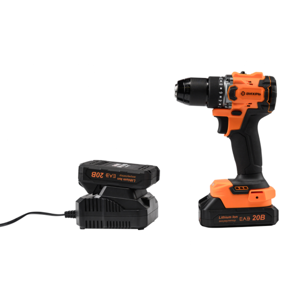 Дрель-шуруповерт аккумуляторная ДА-20Л-2К/БП (2,0 А/ч) (бесщеточный двигатель,70Hm) Вихрь
