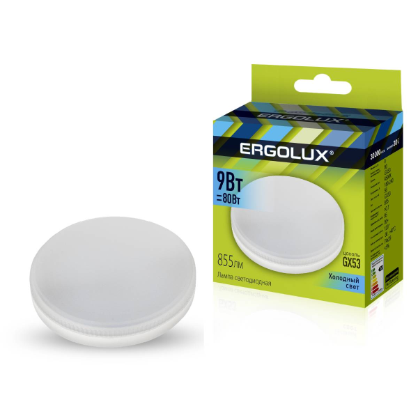 Лампа Ergolux LED-GX53-9W-GX53-4K (Эл.лампа светодиодная 9Вт GX53 4500К 180-240В) 13515