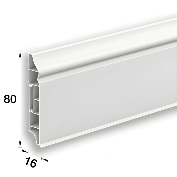 Плинтус напольный фигурный 80мм 2,2м "Идеал Дюра", 037 Молочно-белый