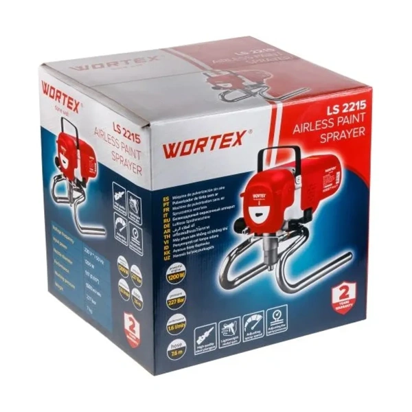 Аппарат безвоздушный окрасочный  WORTEX LS 2215 в кор. 1200 Вт, 1.6 л/мин, 227 Бар, шланг 7.6 м, арт