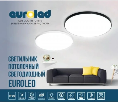 Светильник потолочный светодиодный  Euroled D260 24W 4000К IP20 Black