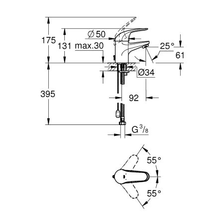 Смеситель д/р GROHE Swift, однорычажный, хром (23264000)