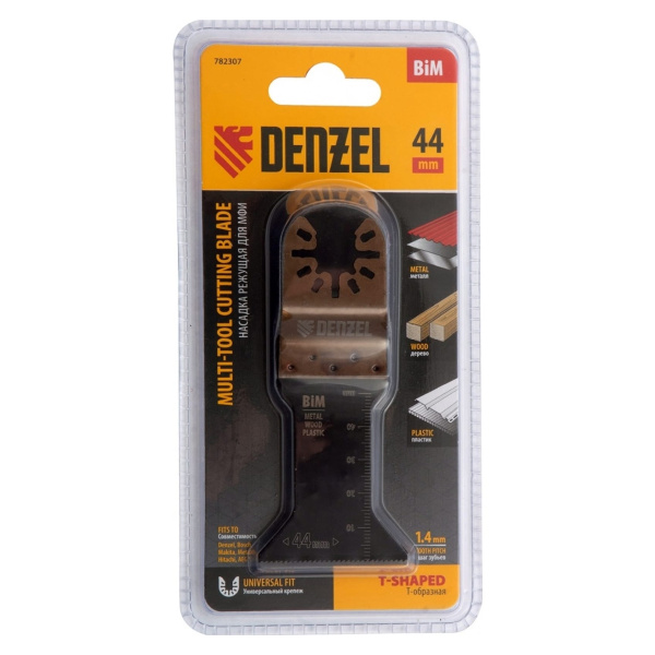 Насадка для МФИ режущая Т-образная, BiM, по металлу и дереву, 44 x 1,4 мм, мелкий зуб// Denzel