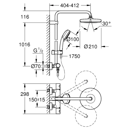 Душевая система GROHE Tempesta Cosmopolitan 210 27922001