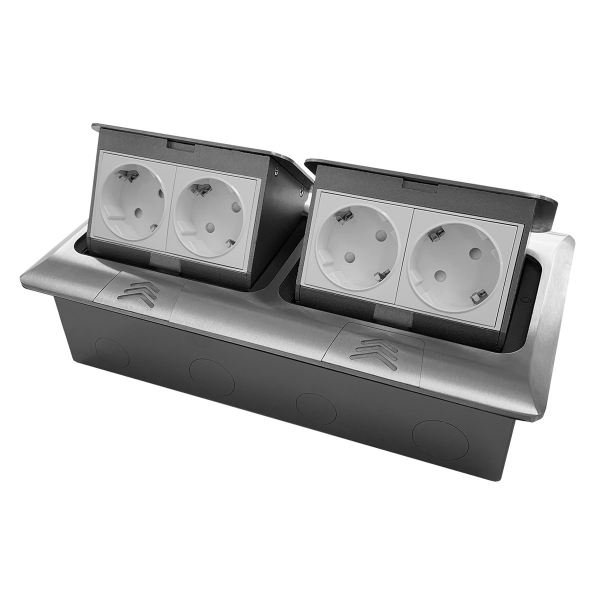 Лючок напольный/настольный на 2х4 модуля, металл, серебро