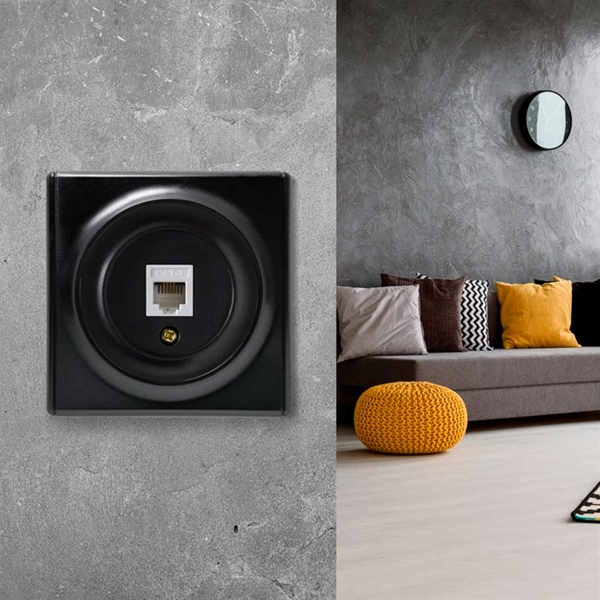 Розетка телефонная 1xRJ11, цвет чёрный (серия Florence)