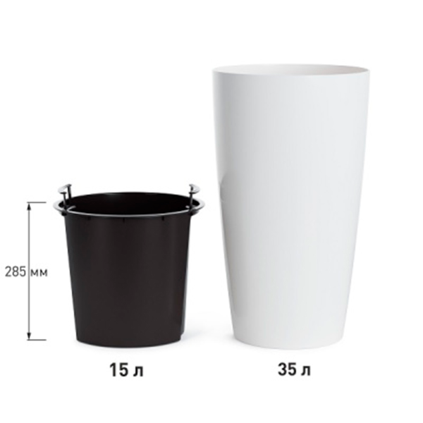 Кашпо напольное Рондо D320мм 15,0/35,0л h565мм вставка белый М8879