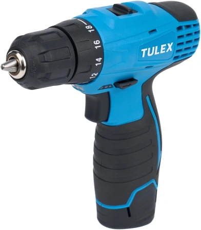 Дрель-шуруповерт TULEX TDL-12-2,2-х скор.,Li-Ion,рев.,20+1,БЗУ,10мм,0-350и0-1100об/мин,2А/ч,12В,кейс