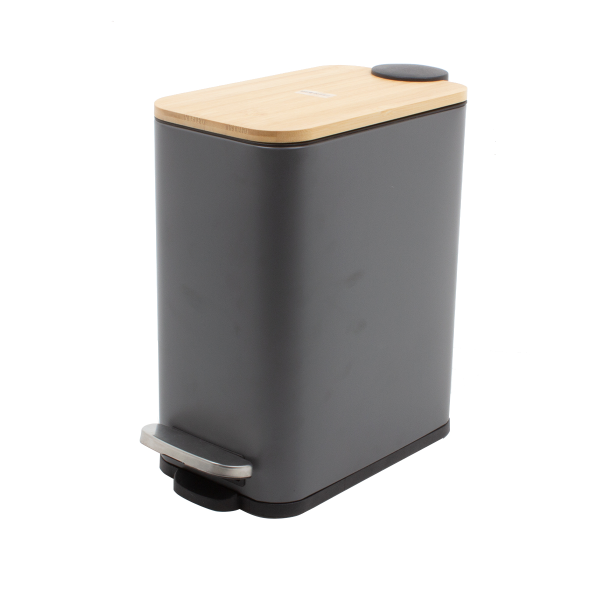Контейнер для мусора Lile с педалью и бамбуковой крышкой черный 5177