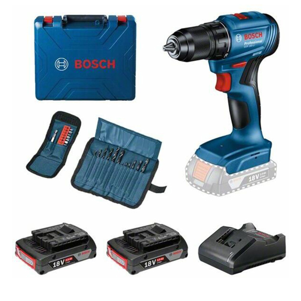 Дрель-шуруповерт аккумуляторная Bosch GSR 185-LI (2 x 2.0 Ah + case + зарядное устройство) + набор о
