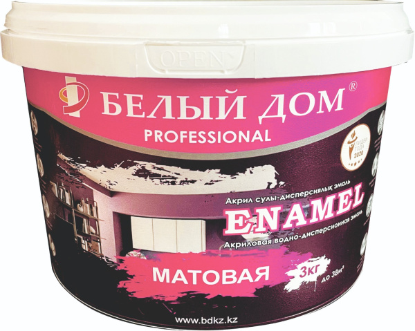 Эмаль акриловая матовая Белый Дом ENAMEL 3 кг Эмаль акриловая матовая Белый Дом ENAMEL 3 кг