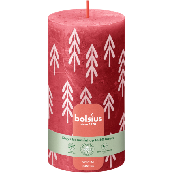 Свеча столбик Bolsius 13х6,8 см Delicate Red