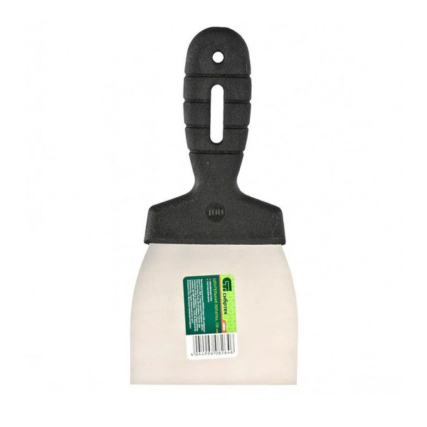 Лопатка шпательная из нержавеющей стали, 100 мм, пластмассовая ручка// Сибртех