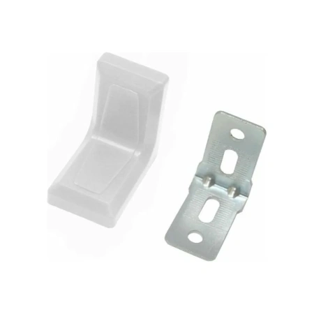 Уголок мебельный 26х26 цинк с декор накладкой белый (4 шт в зип-локе) STARFIX, арт.SMM1-66848-4