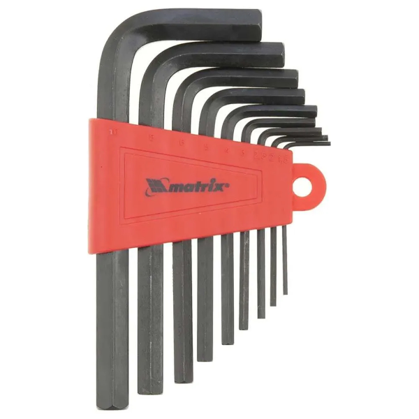 Набор ключей имбусовых HEX, 1,5–10 мм, CrV,  9 шт., окидированные, короткие,// MATRIX