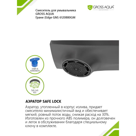 Смеситель д/р GROSS AQUA 6210880GM Грани (Edge)