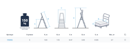 Стремянка алюминиевая 5 ступеней