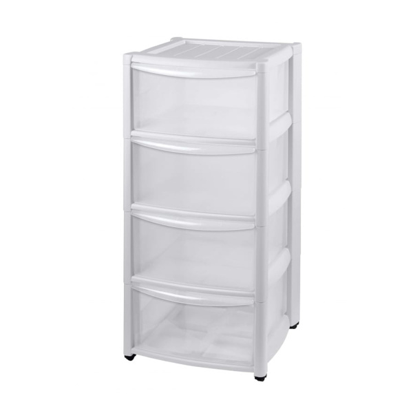 Комод БытПласт АМАДЕО на колесах, 4 ящика, безцветный