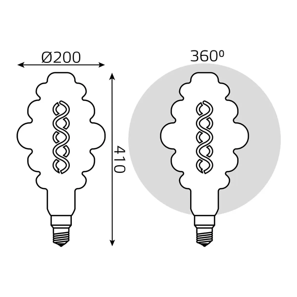 Лампа Gauss LED Filament Honeycomb 8W Е27 380lm 2700К gray flexible 159802008