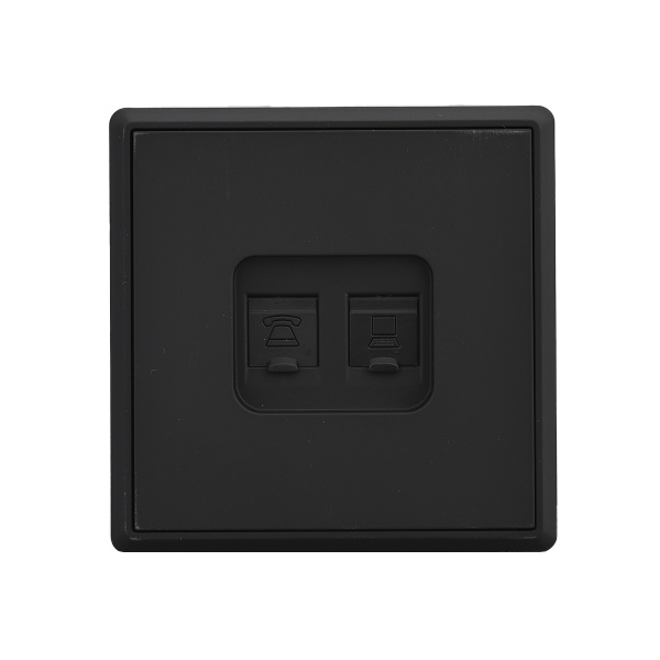 Розетка Brilliant E2-115-3 телефон + интернет 5E антрацит