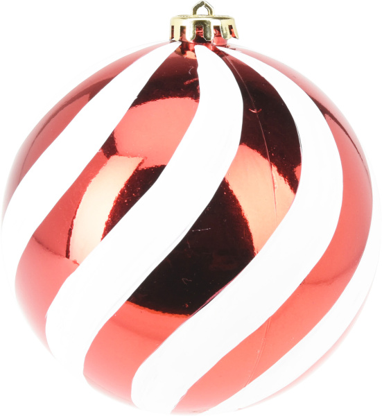 Шар елочный Полоска 14см красный CAN305030 К