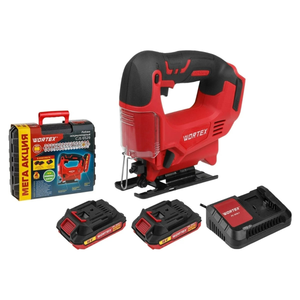 Лобзик аккум. WORTEX CJS 6529 в чем. ALL1 XLT SET 18 В, 0-2900 об/мин, 65 мм, 2х2 А*ч, арт.0329281