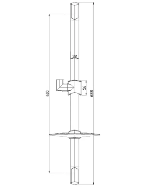 Стойка душевая Lemark 685 мм LM8066C с шестиугольной мыльницей, хром,блистер