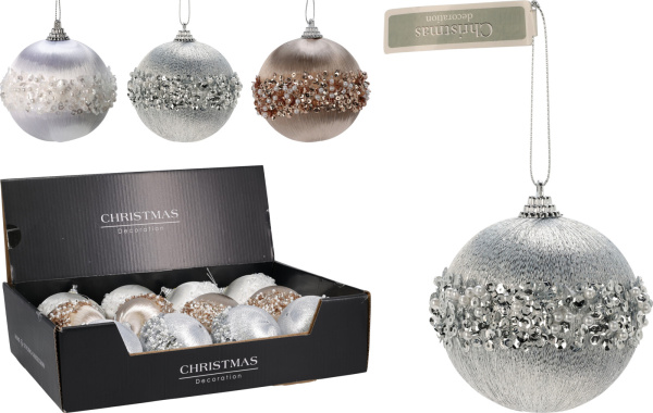 Шар елочный 8 см Бусины 3 вида в ассортименте ABJ450070 К