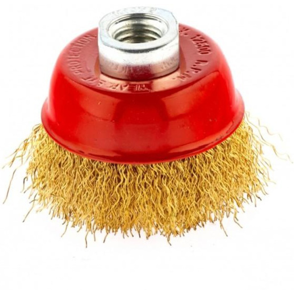 Щетка для УШМ, 65 мм, М14, "чашка", латунированная витая проволока// Matrix