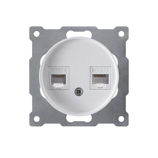 Розетка двойная компьютерная RJ45 кат^, цвет белый (серия Florence) арт.1E20901300