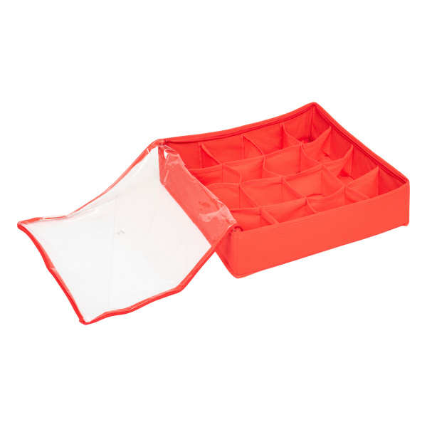 Коробка для хранения елочных украшений Atmosphera 16 ячеек 40х40х10 см красный 207457