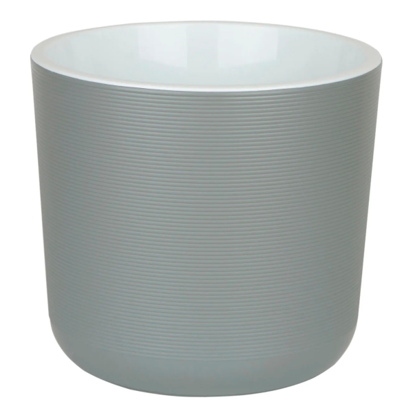 Горшок пластиковый с вкладкой, ЛИОН 2 л СЕРЫЙ МУССОН-белый d 14,7 h 13 ЛИ15-70