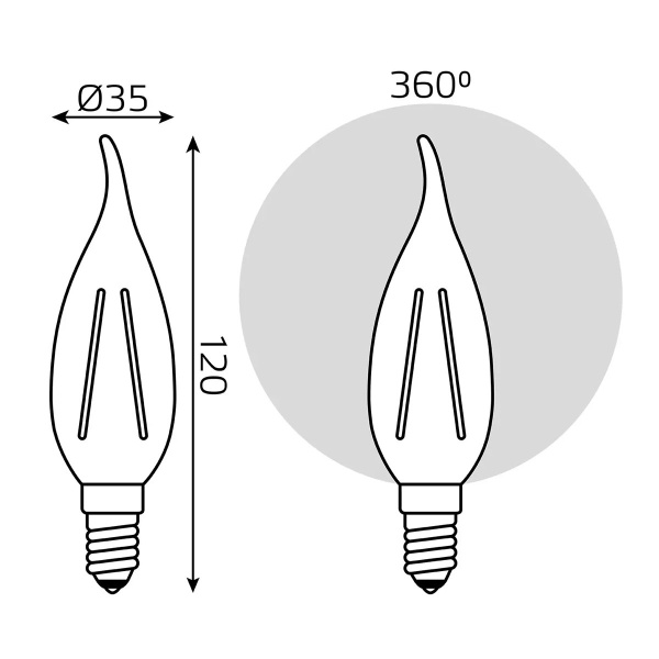 Лампа Gauss LED Filament Свеча на ветру 7W E14 580 lm 4100K (3 шт в упак.) 104901207T