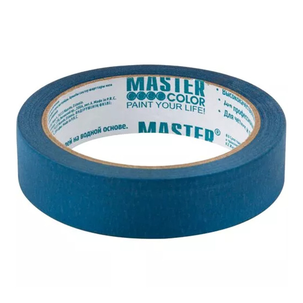 Лента малярная бумажная синяя, 36 мм x 25 м, термостойкость до 100°C, УФ-стойкость до 14 дней