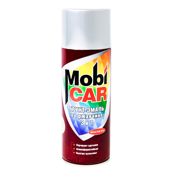 Аэрозольный грунт эмаль по ржавчине MobiCAR 3в1, 520 мл, белый глянцевый Аэрозольный грунт эмаль по ржавчине MobiCAR 3в1, 520 мл, белый глянцевый